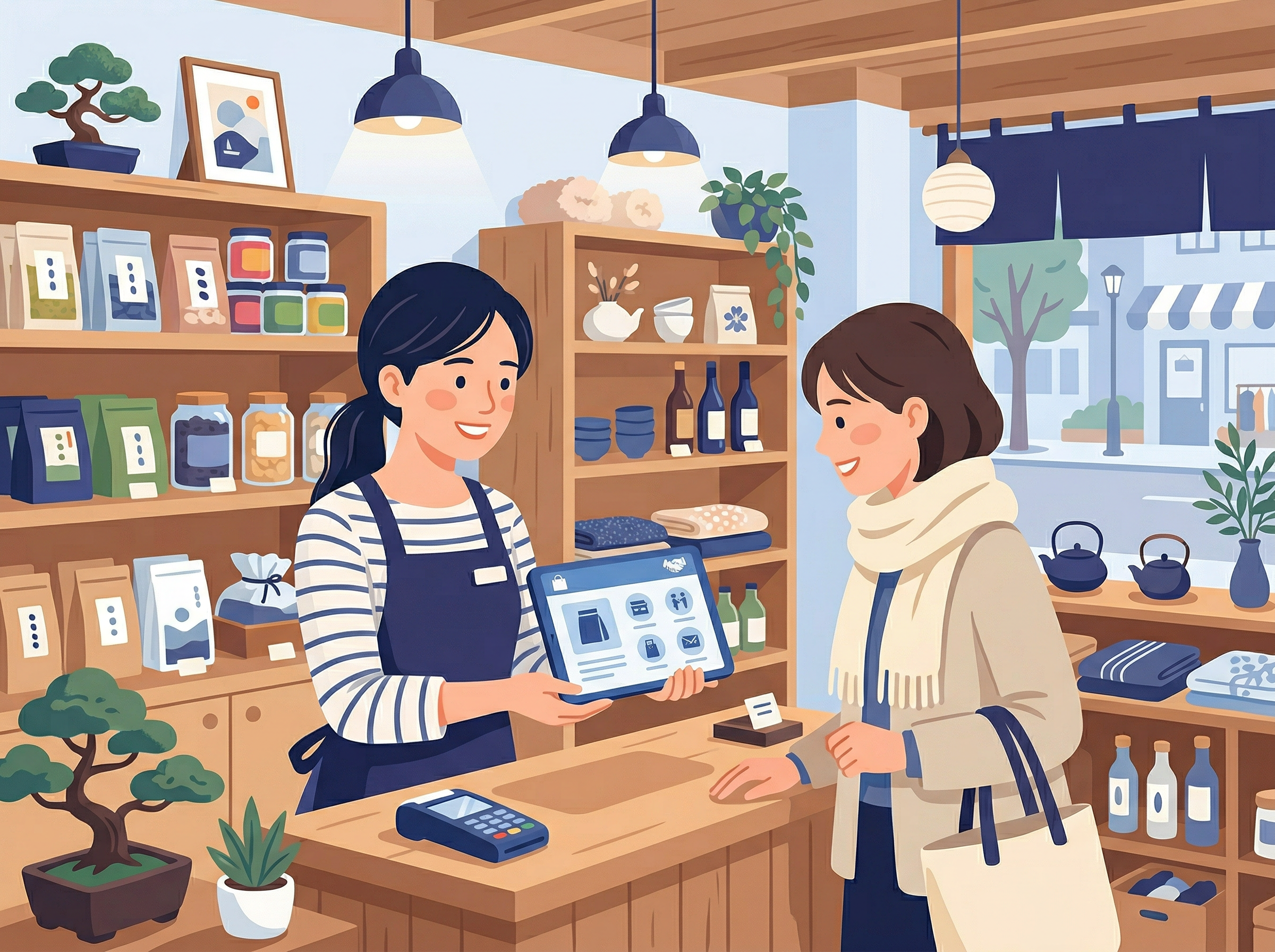 お店や現場での利用イメージイラスト